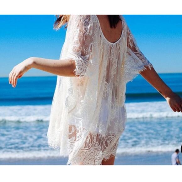 L*SPACE | Geneva Lace Swim Cover Up Boho Lace Tunic Bathing Suit Cover up Small - Picture 1 of 5